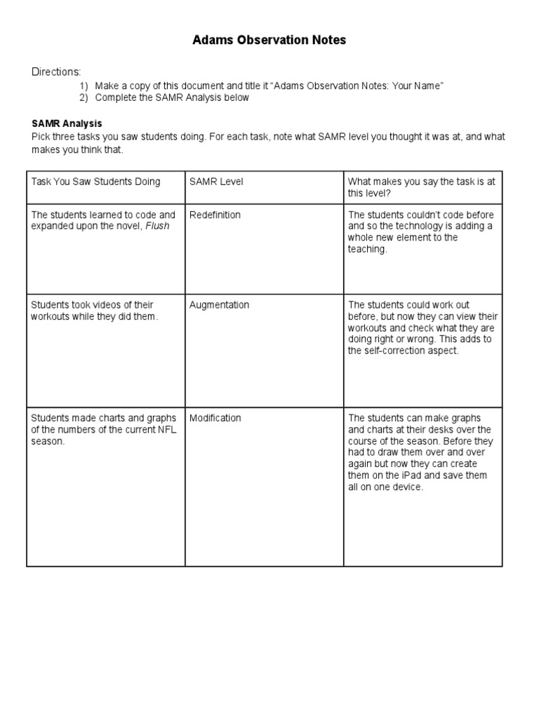 Adams Observation Notes | PDF