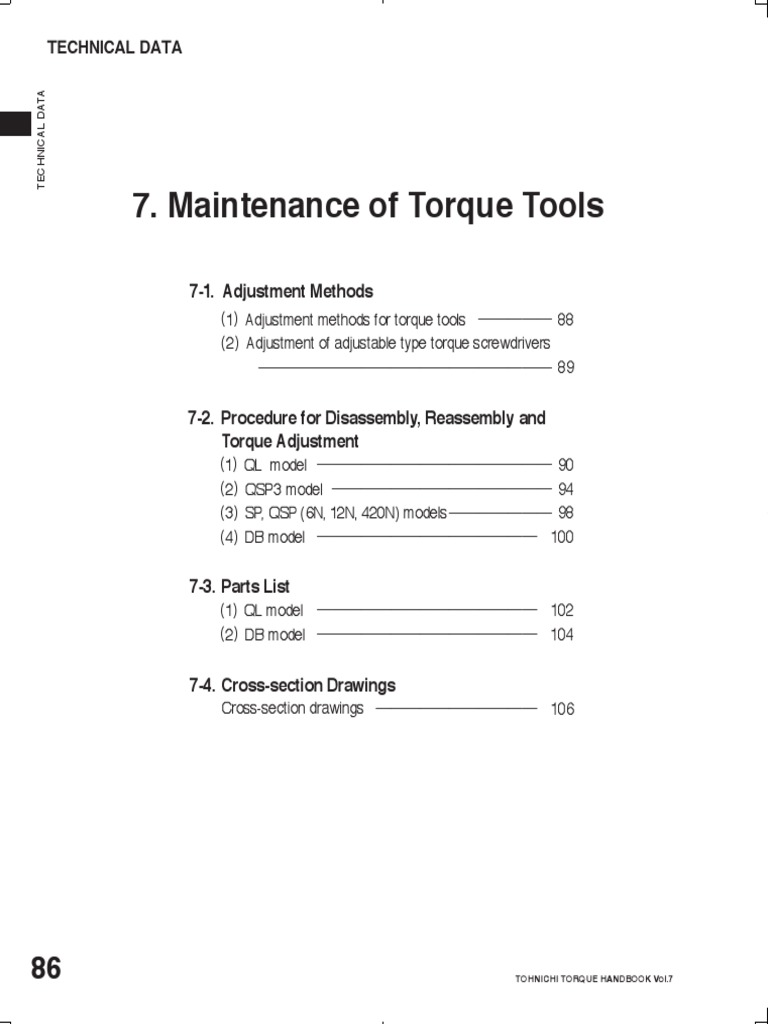 Tohnichi Torque Tool Maintenance Guide | PDF | Screw | Torque