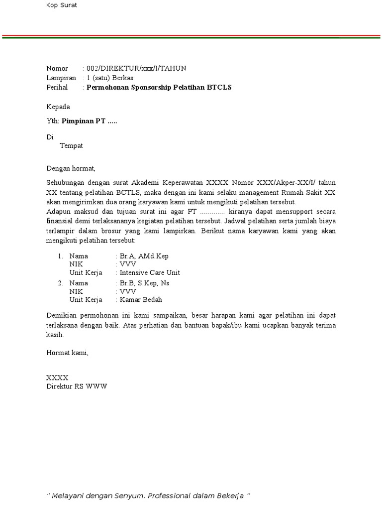 Contoh Surat Permohonan Sponsorship Pelatihan Pdf