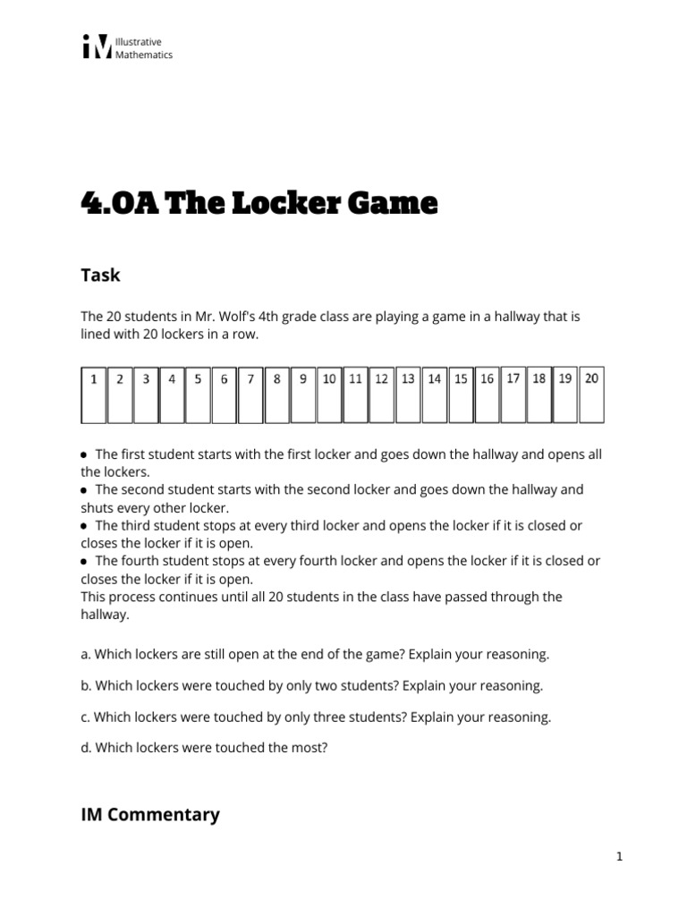 Locker Game: Student Interaction Analysis | PDF