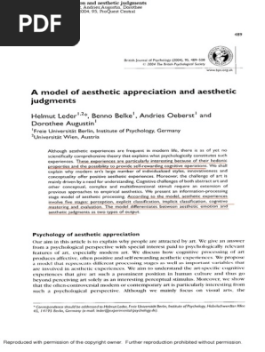 A Model of Aesthetic Appreciation and Aesthetic Judgments