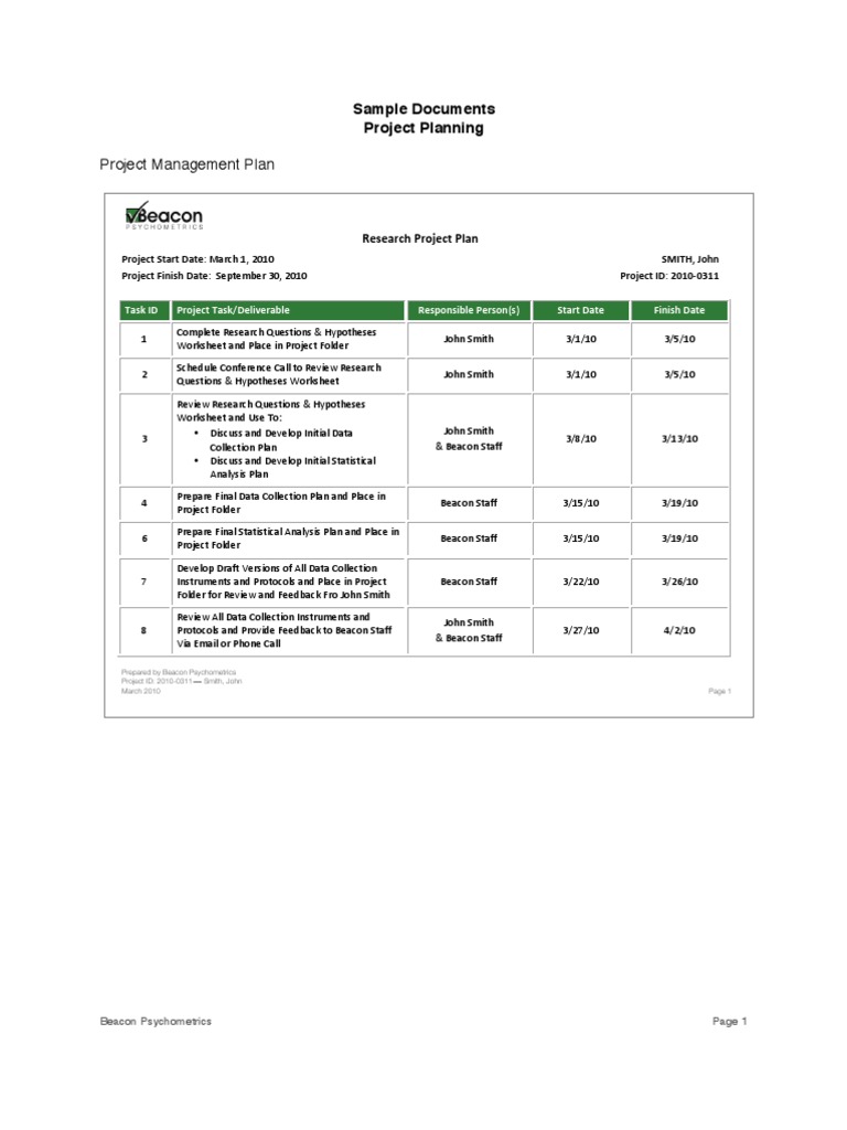 Sample Documents - Project Planning | PDF | Statistical Inference ...