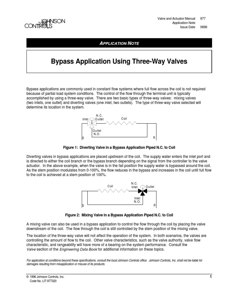 Bypass Application Using Three-Way Valves: Pplication OTE | PDF ...