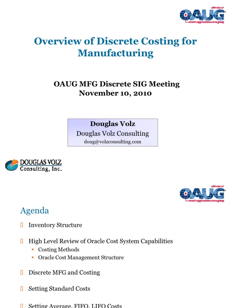 Overview of Oracle Discrete Costing For MFG v2 | PDF