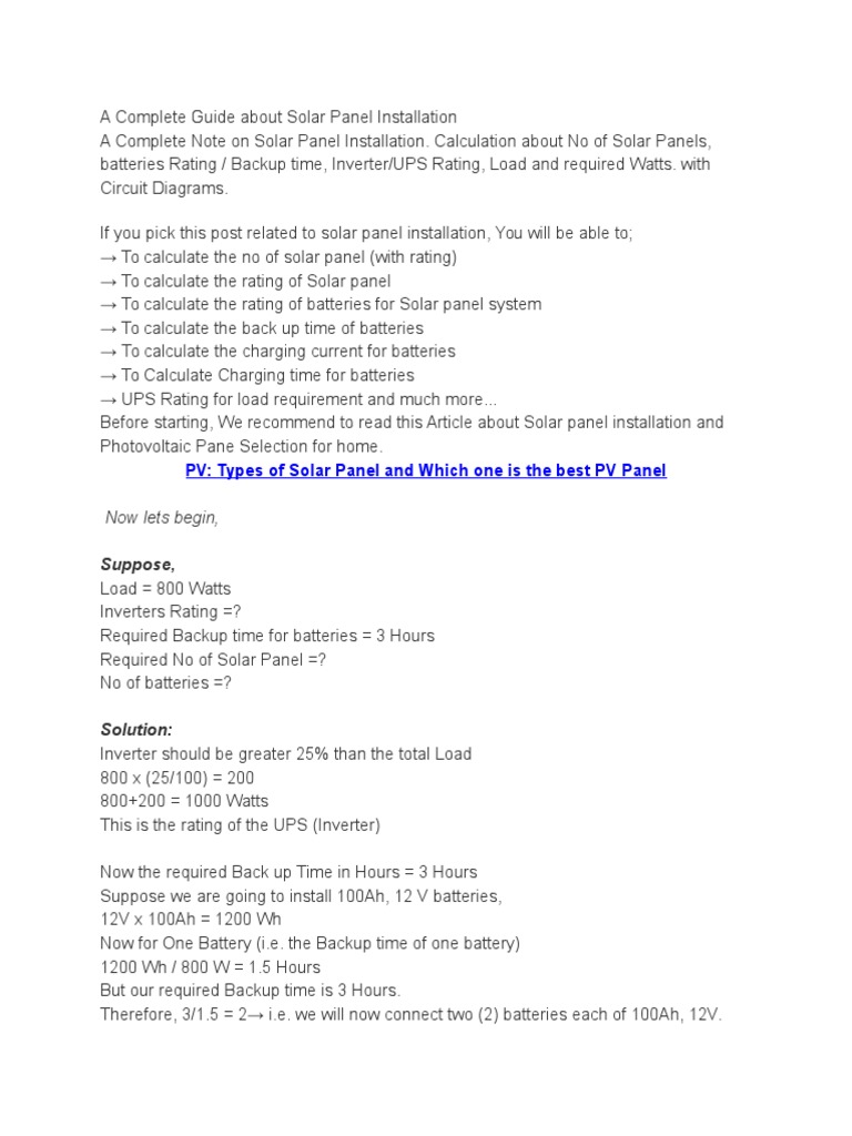 Solar Panel Installation Guide 2023 | PDF | Series And Parallel ...