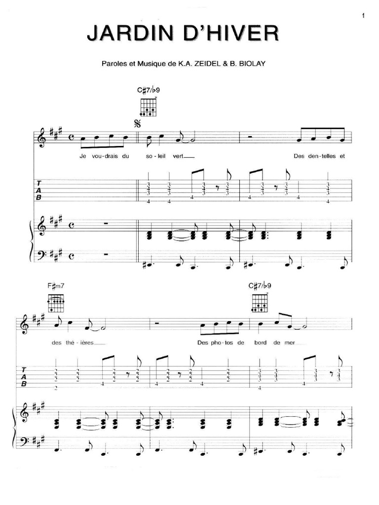 Henry Salvador Jardin D'Hiver (Piano, Guitare Et Chant)