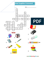 School Supplies Crossword: Name: - Class