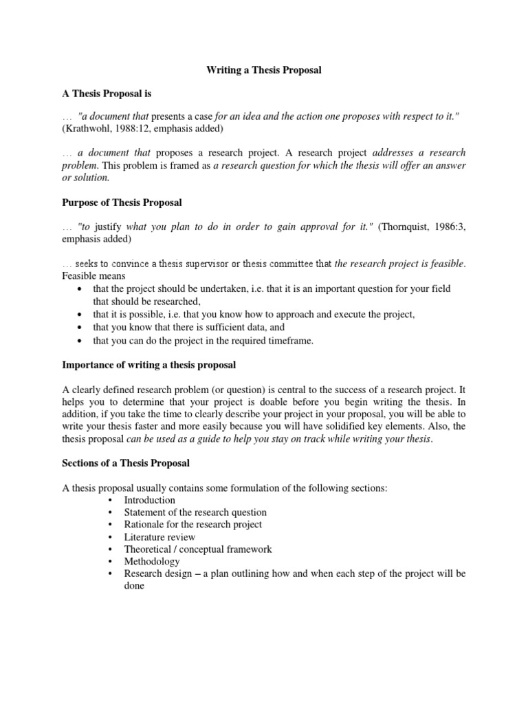 Writing A Thesis Proposal  PDF  Literature Review  Thesis
