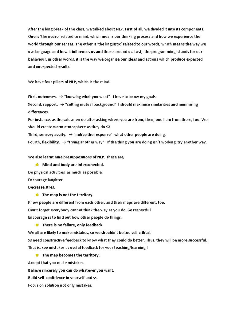 NLP Principles for Effective Teaching | PDF | Neuro Linguistic ...
