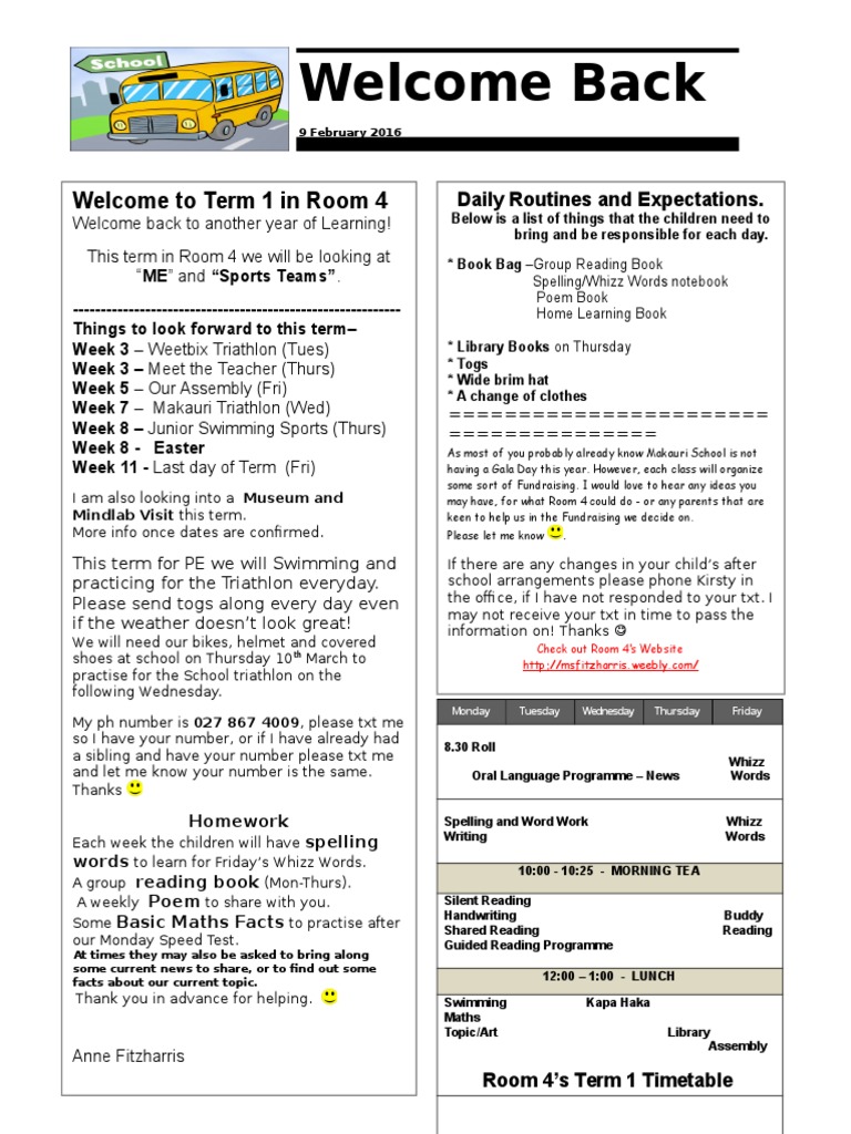 Term 1 Letter For Parents 2016 | PDF | Sports & Recreation | Self ...