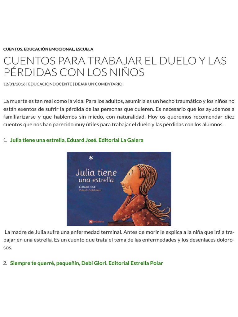 Cuentos para trabajar el duelo infantil | PDF | Dolor | Muerte