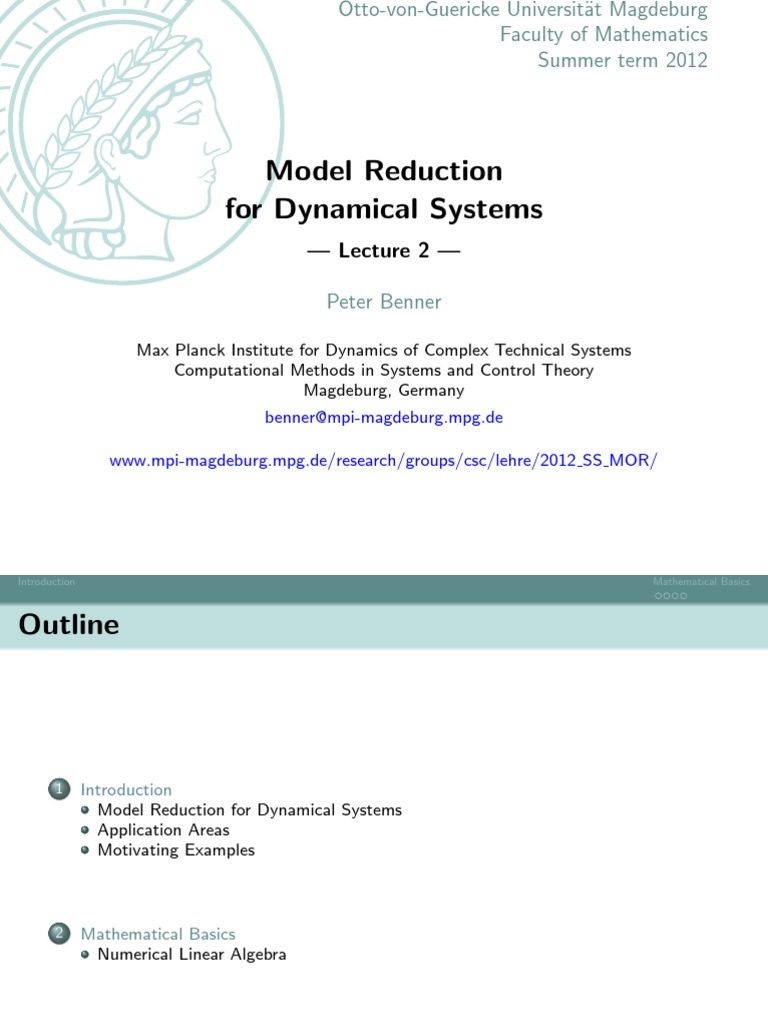 Model Reduction in Dynamical Systems | PDF | Mathematical Objects ...