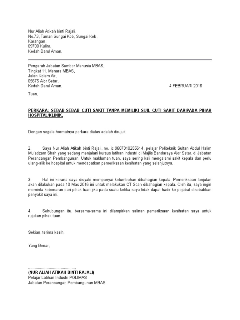 Surat Cuti Sakit Pdf