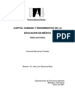 Capital Humano y Rendimientos de La Educacion en Mexico