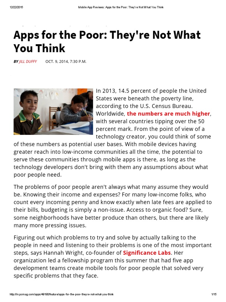 Mobile Apps For The Poor | PDF | Poverty | Poverty & Homelessness