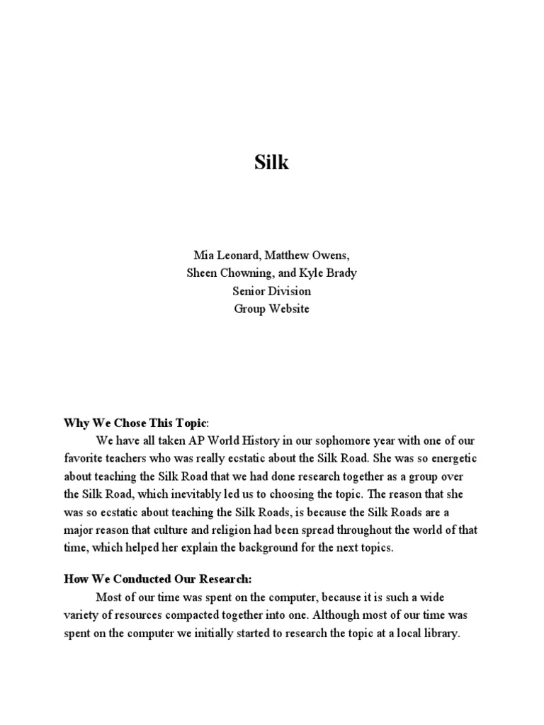 Process Paper | PDF | Silk Road