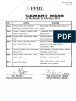 Menu for the Month of Feb 2016