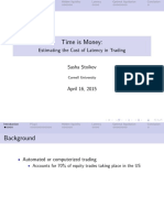 Time Is Money - Estimating The Cost of Latency in Trading