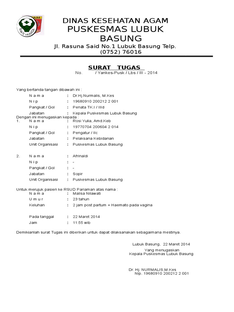 Surat Tugas Sppd Rujukan