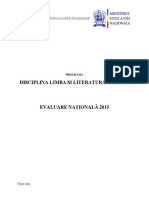 Evaluarea Națională 2015 - programa școlară pentru limba și literatura română