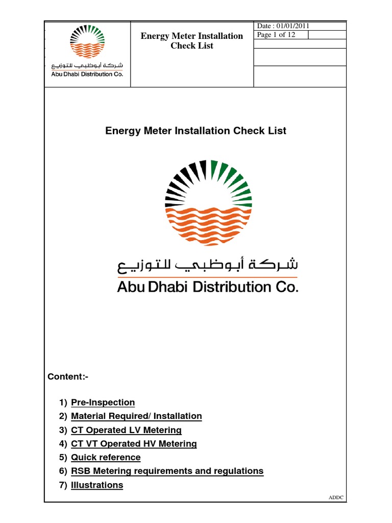 ADDC Energy Meter Installation Guide | PDF | Transformer | Cable
