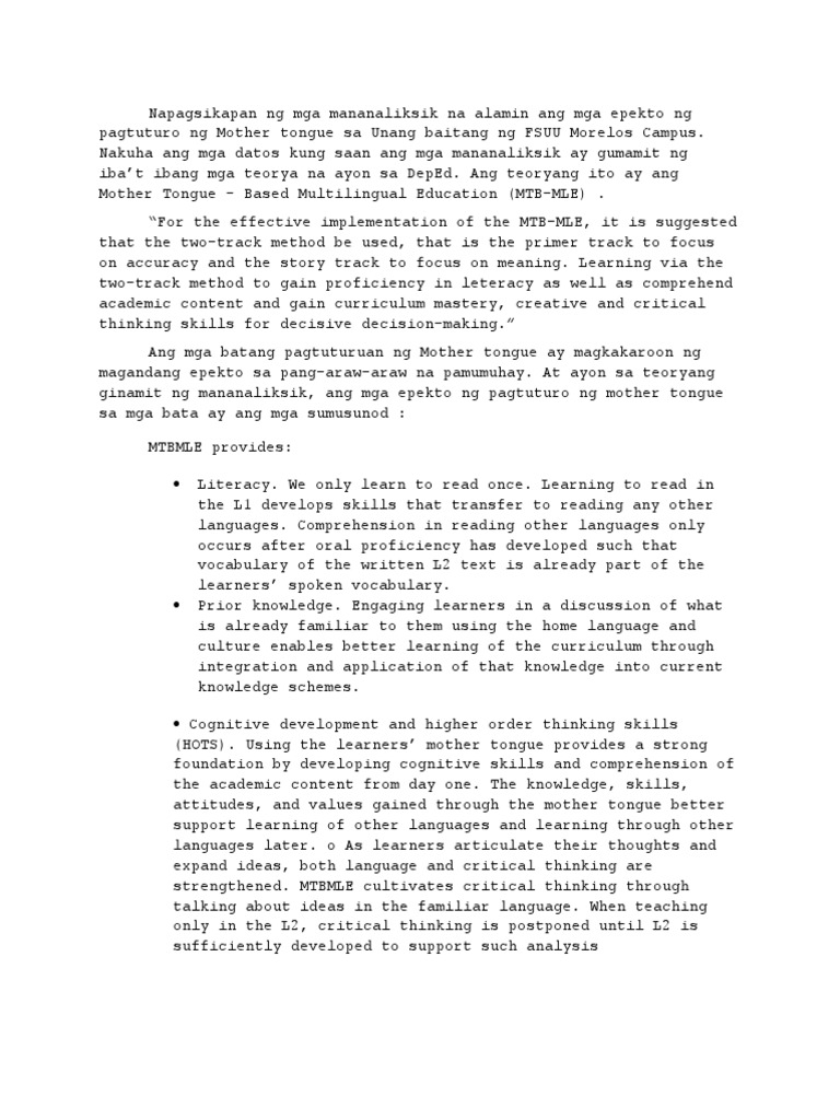 What is your idea on the implementation of mother tongue-based multilingual education image