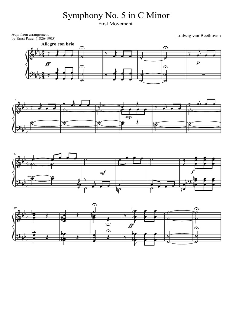 Beethoven Symphony No. 5 Piano Score | PDF | Symphony No. 5 (Beethoven ...