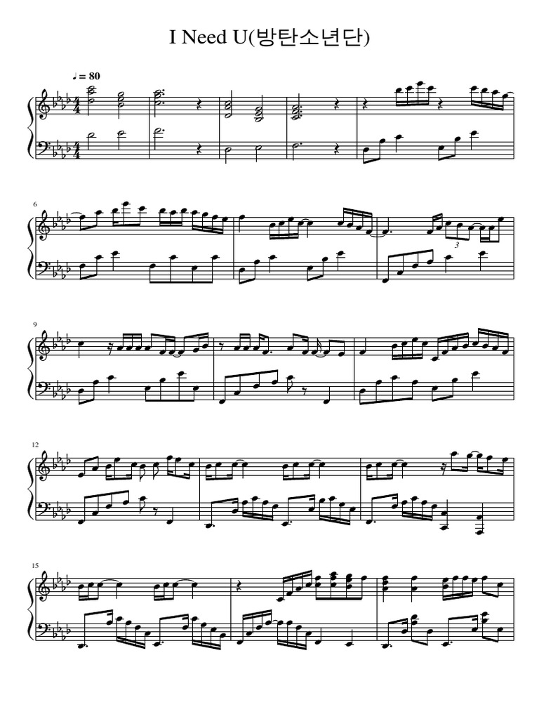 Bts 방탄소년단 I Need U Pdf