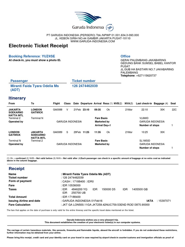 Your Electronic Ticket Receipt.pdf Aviation Transport
