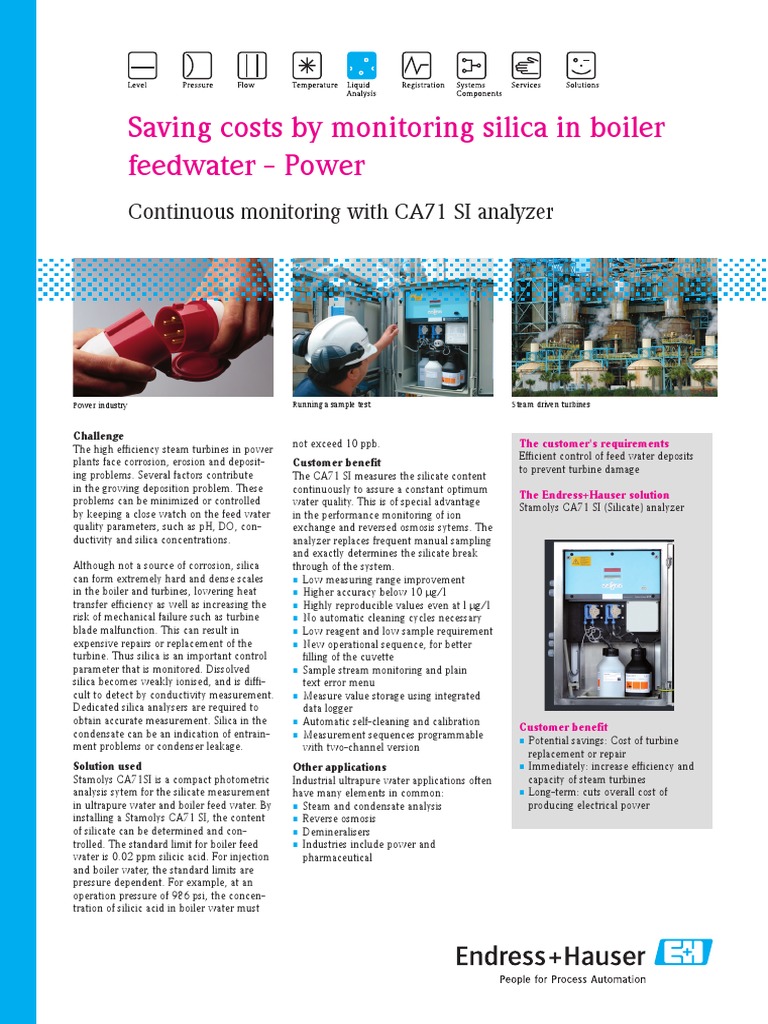 Monitoring Silica in Boiler Feedwater Boiler Water