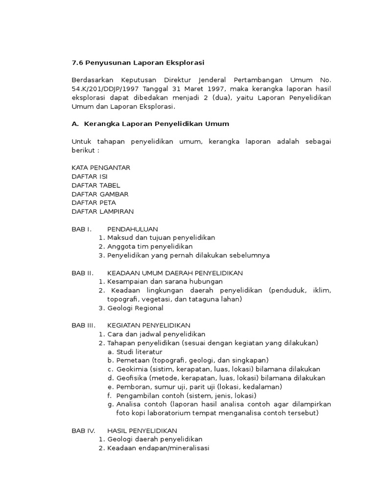11 Format Laporan Eksplorasi