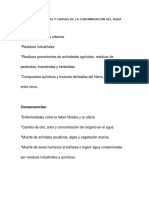 Consecuencias y Causas de La Contaminacion Del Agua