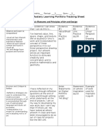 Art Craft: Mastery Learning Portfolio Tracking Sheet