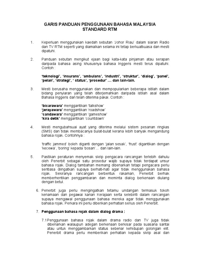 Garis Panduan Penggunaan Bahasa Pdf