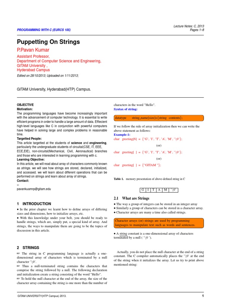 C Programming: Understanding Strings | PDF | String (Computer Science ...