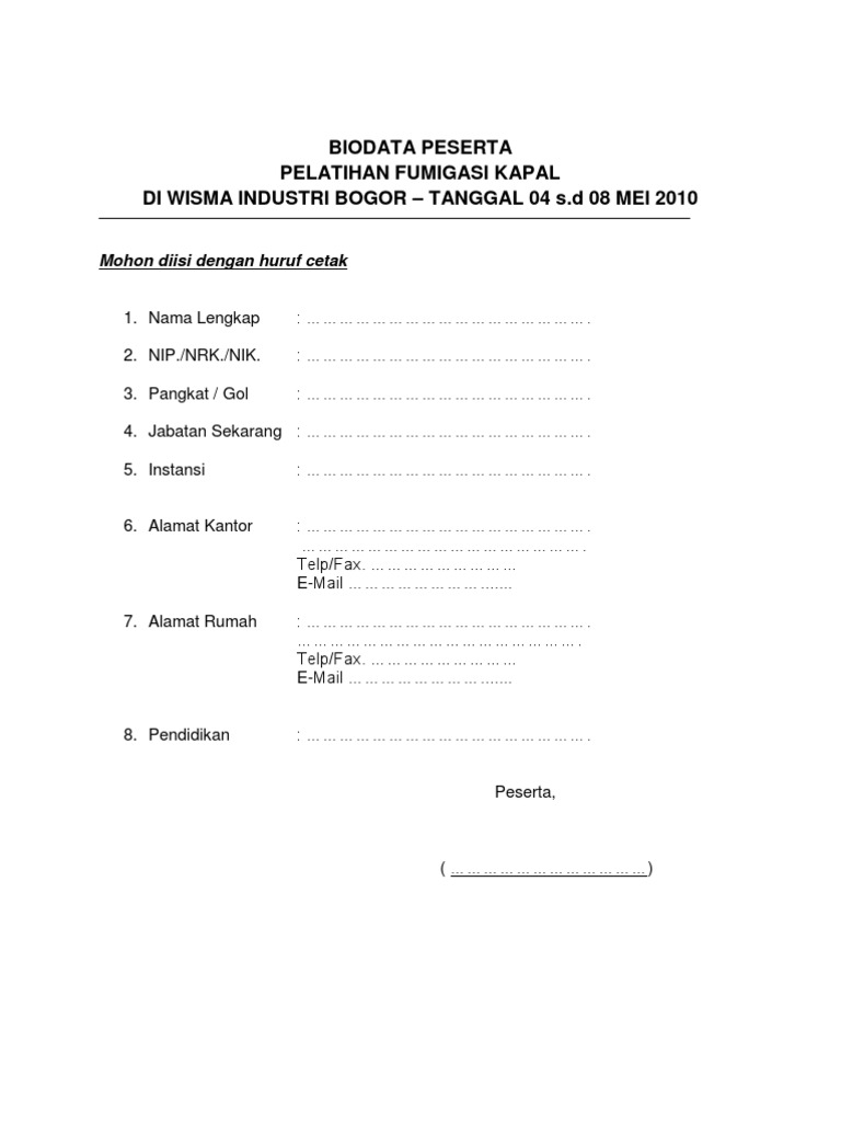 Contoh Biodata Dan Surat TugasContoh Biodata Dan Surat Tugas