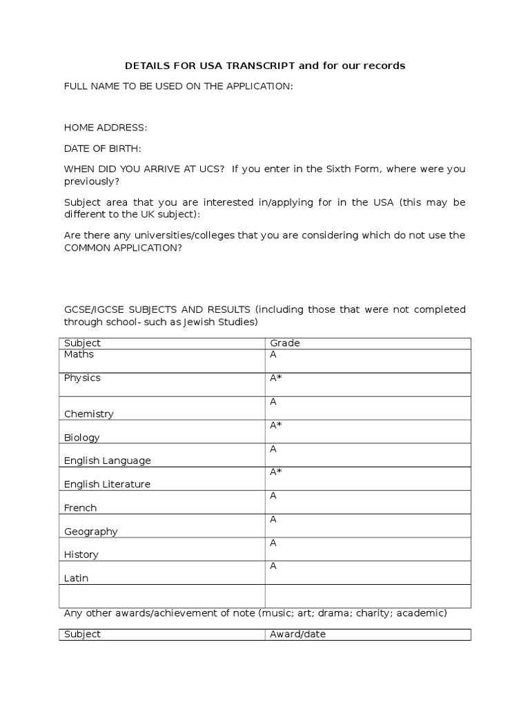 Details For Usa Transcript | PDF