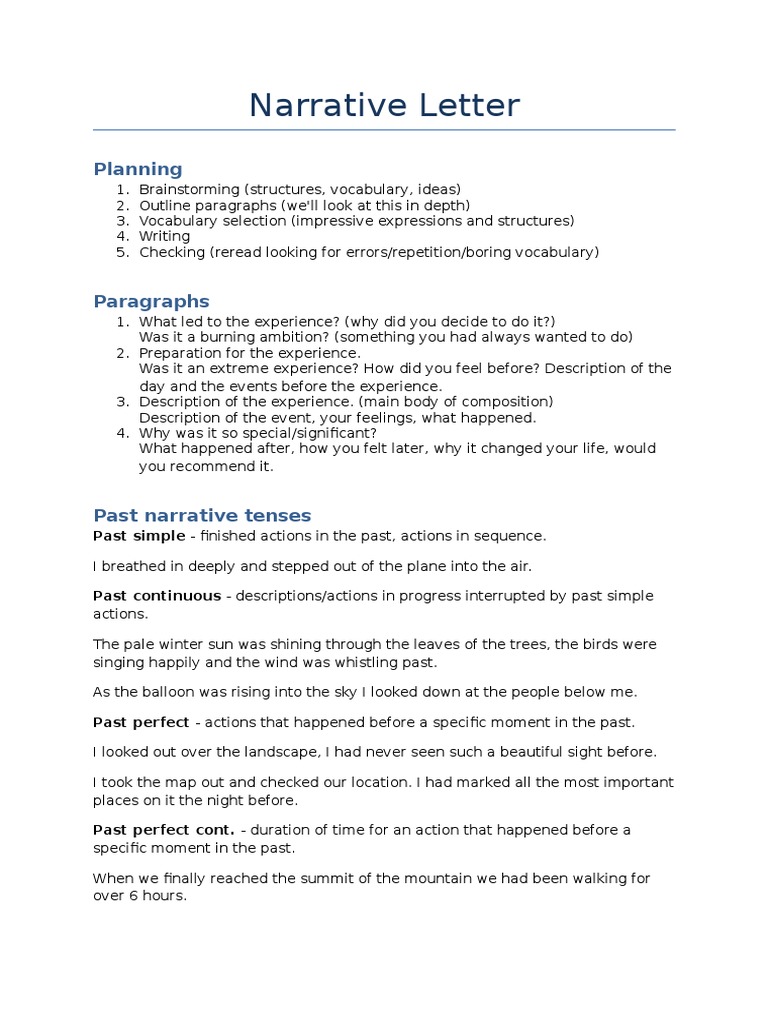 Narrative Letter Writing Guide | PDF | Narrative | Syntax
