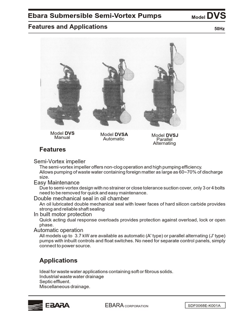 Ebara Pumps Catalog DVS Catalogue