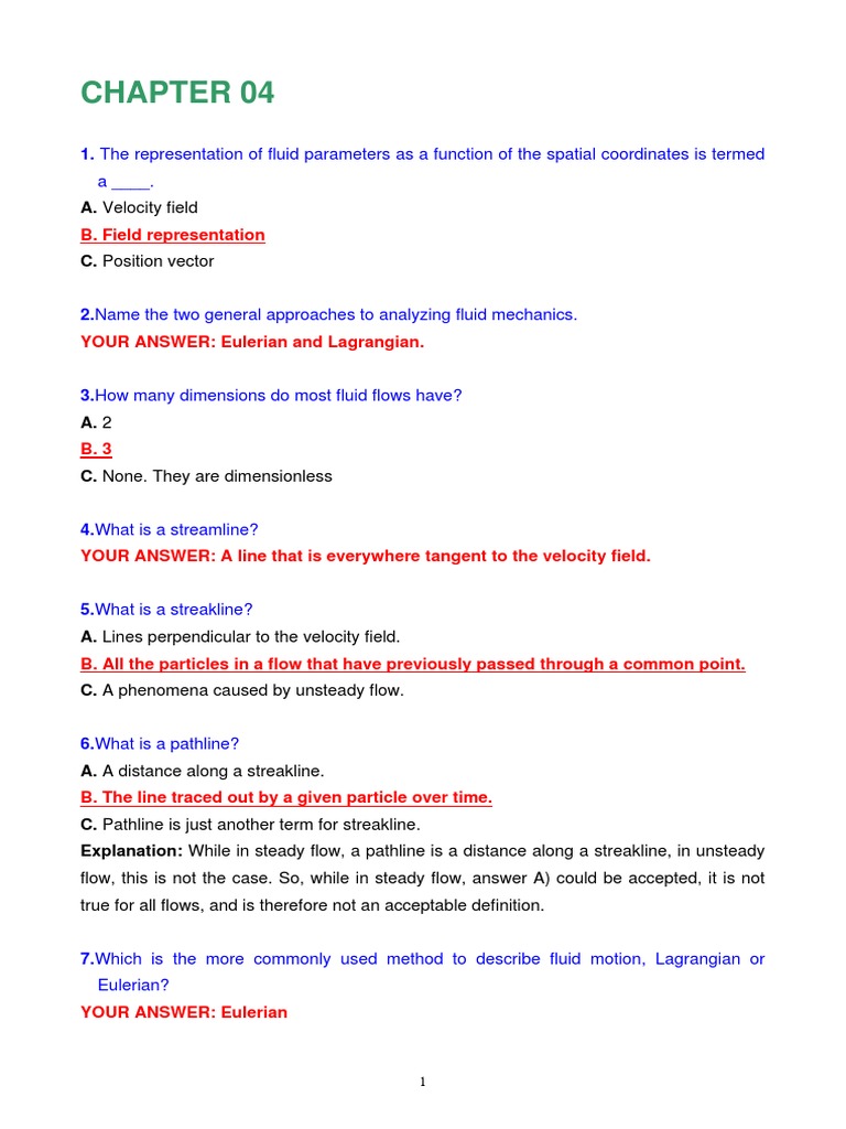 Fluids Practice Concept Test | PDF | Fluid Dynamics | Continuum Mechanics