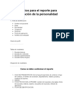 Criterios para El Reporte para Evaluación de La Personalidad