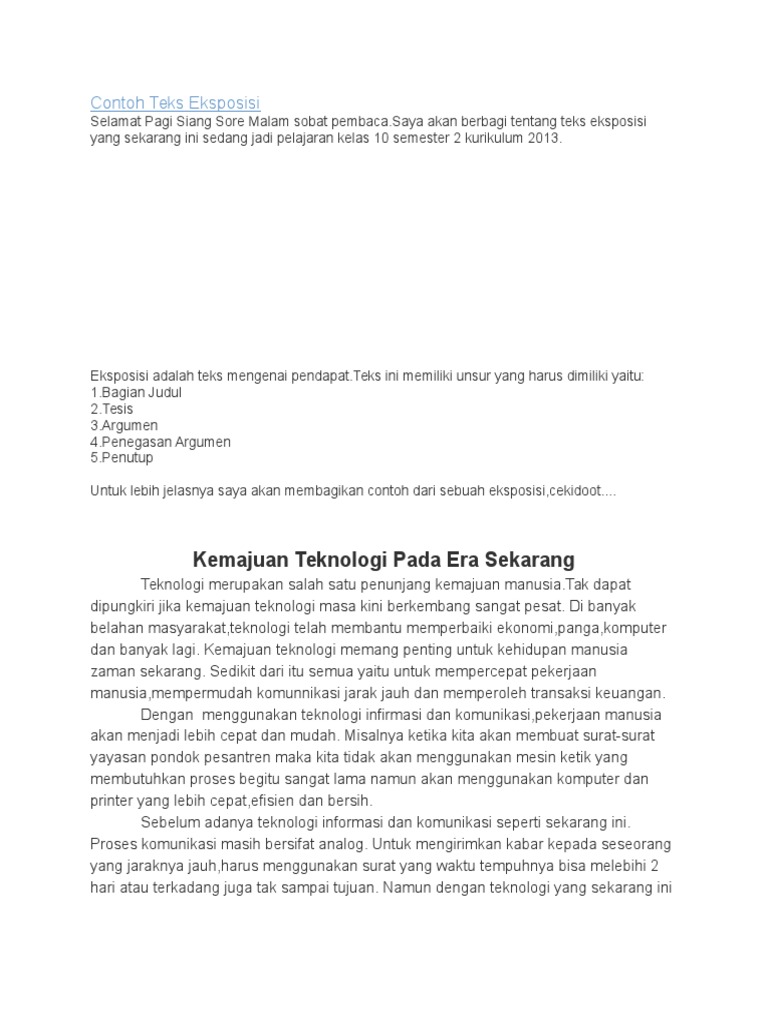 Contoh Teks Eksposisi