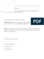 Basic Non-Destructive Testing and Destructive Testing Sample Questions