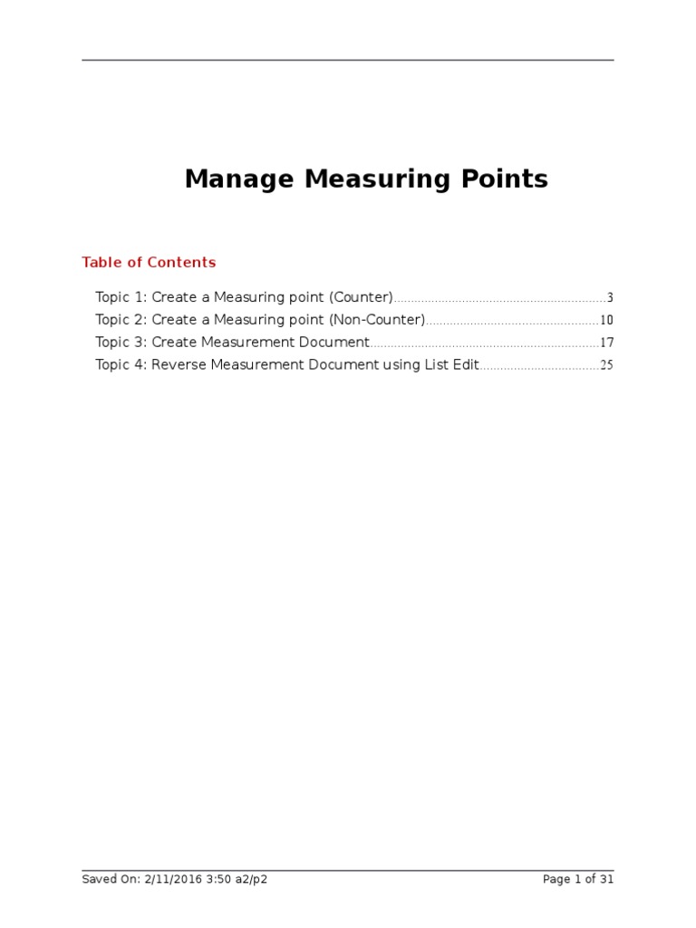 Measuring Points and Measurement Documents Zimmer | PDF | Icon ...