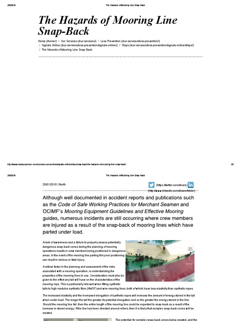 The Hazards of Mooring Line SnapBack Rope Hazards