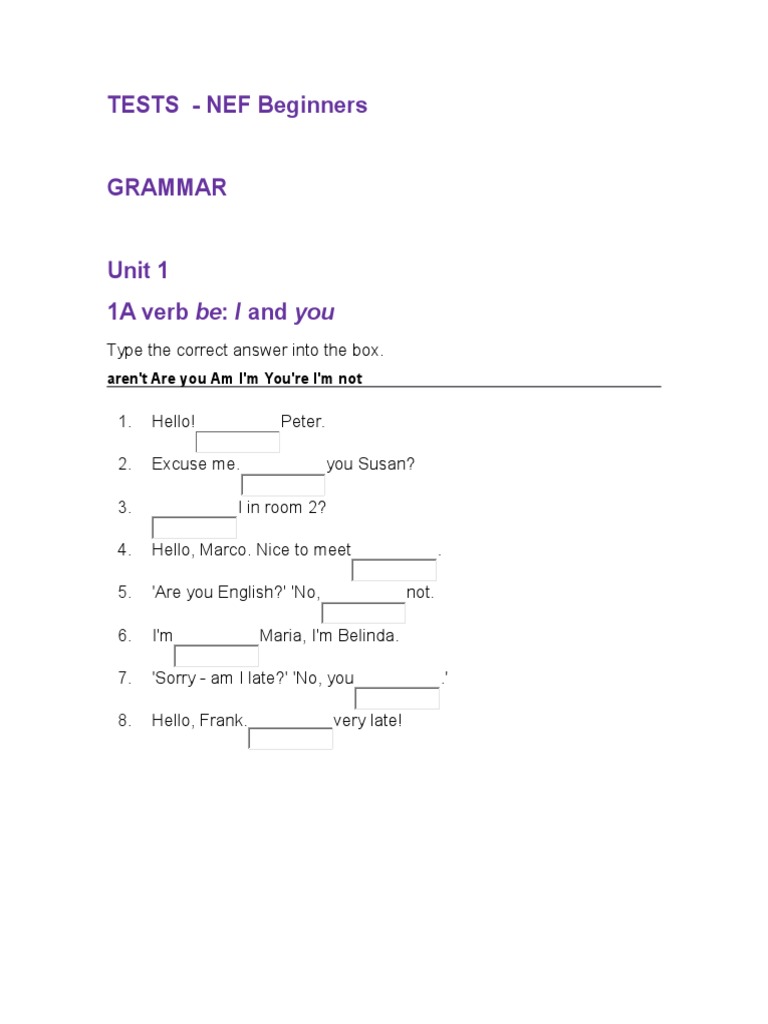 New English File Beginners' Test File 1 | PDF | Human Communication |  Orthography