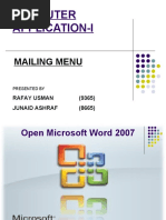 Computer Application-I: Mailing Menu