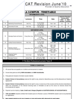 Kuala Lumpur - Timetable: Intermediate Level