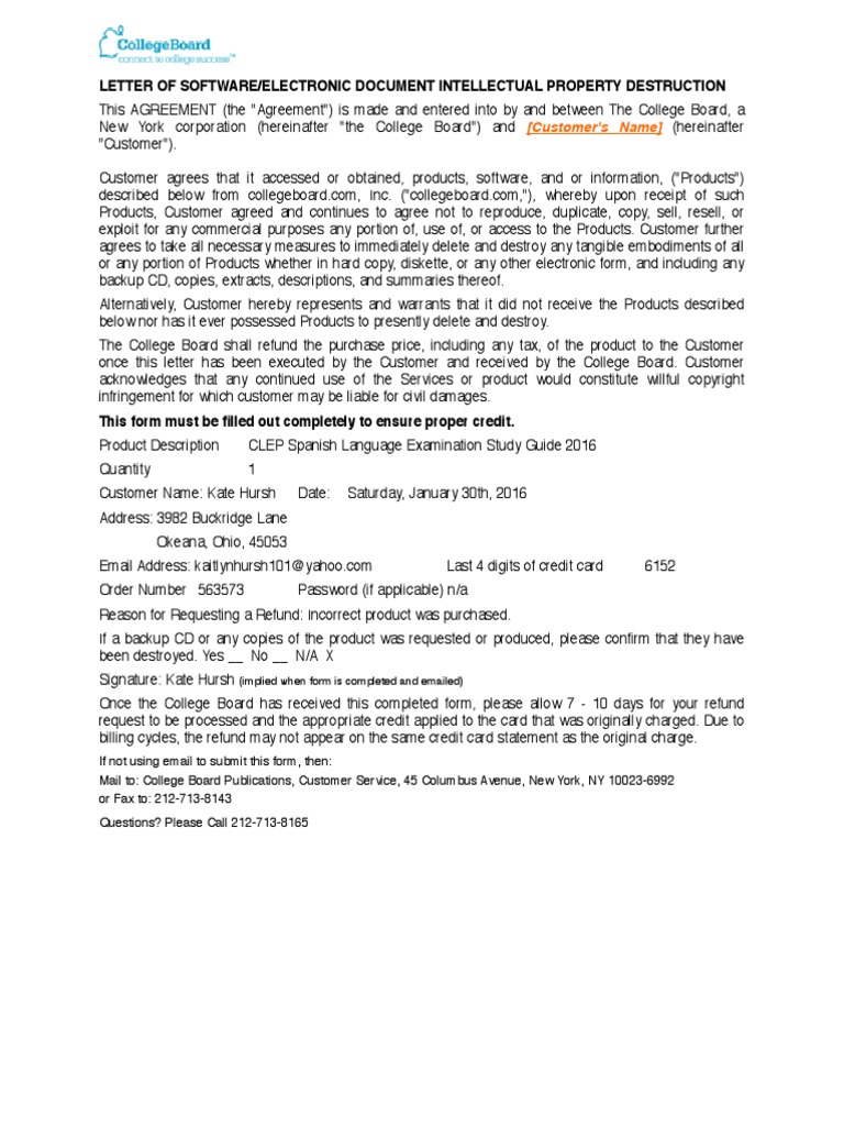 Letter of Destruction PDF