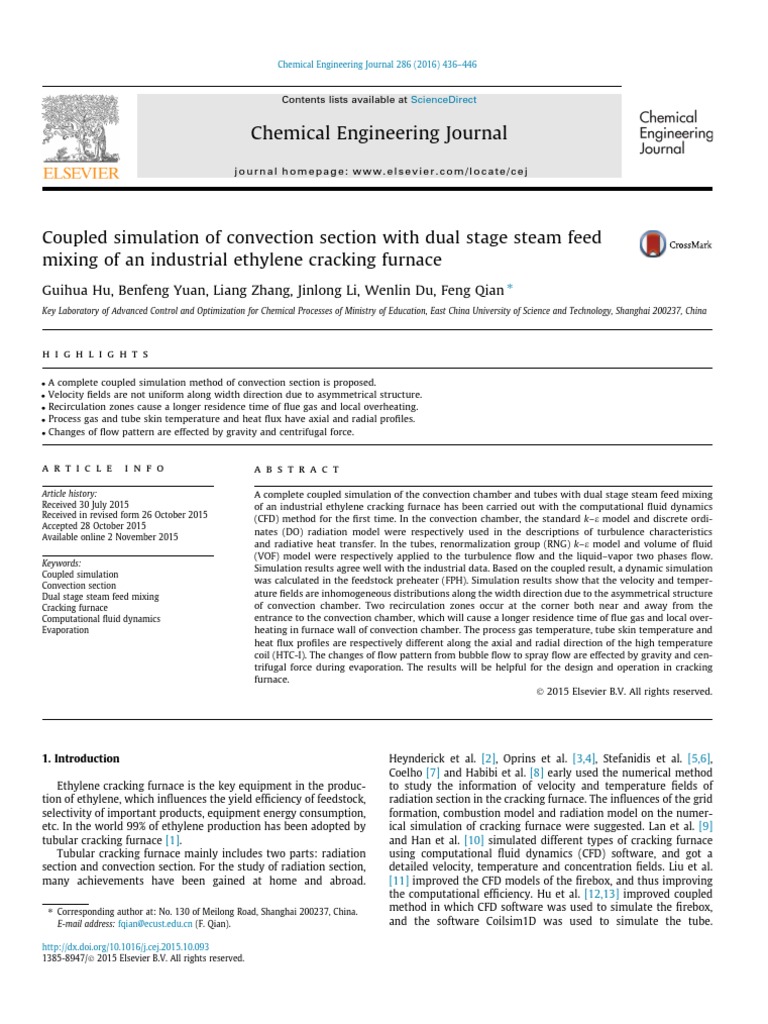 Coupled Simulation of Convection Section With Dual Stage Steam Feed ...